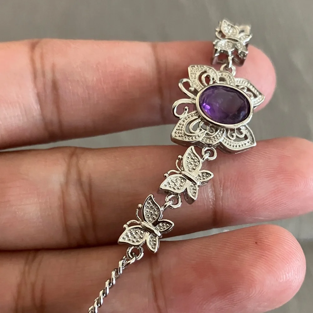 🌸3/$15 Butterfly Amethyst Bracelet - Picture 5 of 9